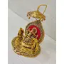 GiftNagri Metal Handicraft Golden ColorGanesh Ji Idol with Singhasan Sitting Ganesha for Gift and Puja Home Decor Showpiece Office Decorative Hindu God Murti, 2 image