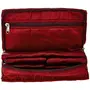 Kuber Industries Premium Satin Jewellery Pouch Kit|Embroidered Front With Zipper Closure|4 Flaps with 2 Extra Pockets|Size 25 x 15 x 7 Pack of 1 Maroon, 3 image