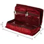 Kuber Industries Premium Satin Jewellery Pouch Kit|Embroidered Front With Zipper Closure|4 Flaps with 2 Extra Pockets|Size 25 x 15 x 7 Pack of 1 Maroon, 4 image