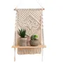 Decazone Macrame Indoor Wall Hanging Shelf Chic Decor Wood Floating Boho Shelves with Wooden Dowel Hand Woven Bohemian Decor for Apartment Dorm Bedroom Living Room Nursery Beige 60 x 30cm, 3 image