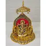 GiftNagri Metal Handicraft Golden ColorGanesh Ji Idol with Singhasan Sitting Ganesha for Gift and Puja Home Decor Showpiece Office Decorative Hindu God Murti, 3 image