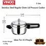Vinod 18/8 Stainless Steel Regular Outer Lid Cooker - 5 Litres (Induction and Stove Friendly) Silver ISI and CE certified with 2 Years Warranty, 7 image