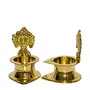Bhimonee Decor Pure Brass Shanku Chakra Kamakshi Diya 3 inches Brass Colour Pack of 1 Pair, 5 image