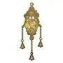 eCraftIndia Antique Finish Decorative Handcrafted Brass Wall Hanging Diya with Bells, 7 image