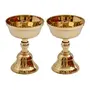 Bhimonee Decor Pure Brass Akhand Jyothi | Pyali Stand | Nanda Table Diya 3.2 inches Big Brass Pack of 2 pcs, 2 image