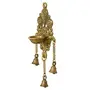 eCraftIndia Antique Finish Decorative Handcrafted Brass Wall Hanging Diya with Bells, 6 image