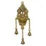 eCraftIndia Antique Finish Decorative Handcrafted Brass Wall Hanging Diya with Bells, 5 image