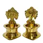 Bhimonee Decor Pure Brass Shanku Chakra Kamakshi Diya 3 inches Brass Colour Pack of 1 Pair, 2 image