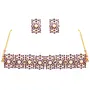 Touchstone "Mughal Jali Collection Gold Tone Indian Mughal Bollywood White Diamante Jewelry Choker Set for Women
