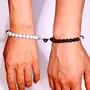 SALVE Magnetic Charm White & Black Elastic Stone Beads | Stylish Couple Love Gifts | Friendship Bracelet Combo | Set 2, 4 image