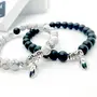 SALVE Magnetic Charm White & Black Elastic Stone Beads | Stylish Couple Love Gifts | Friendship Bracelet Combo | Set 2, 3 image