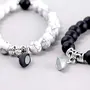SALVE Magnetic Charm White & Black Elastic Stone Beads | Stylish Couple Love Gifts | Friendship Bracelet Combo | Set 2, 7 image