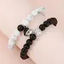 SALVE Magnetic Charm White & Black Elastic Stone Beads | Stylish Couple Love Gifts | Friendship Bracelet Combo | Set 2, 2 image