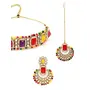 Sukkhi Affordable Squared Style White Kundan & Beads Studded Choker Necklace Set For Women, 5 image