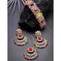 Sukkhi Affordable Squared Style White Kundan & Beads Studded Choker Necklace Set For Women, 3 image
