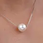 GIVA 925 Sterling Silver Anushka Sharma Original Freshwater White Pearl Moon Pendant With Chain | Necklace to Gifts for Girls and Women | With 925 Stamp & Certificate of Authenticity |, 2 image