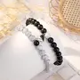 SALVE Magnetic Charm White & Black Elastic Stone Beads | Stylish Couple Love Gifts | Friendship Bracelet Combo | Set 2, 5 image