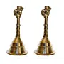 Aakrati Brass Metal Hand Bell Pair Pooja Accessory for Home Temple in Yellow Finish - Unique Gift for All Purpose
