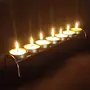 Festive Vibes Golden Long Line Tealight Candle Holder with 7 Candle Spaces (Pack of 1) Gold Tealight Candle Holder Diwali tealight Holder Festive tealights Diwali Decor, 2 image