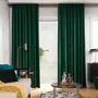 Christmas Vibes Luxury Europian Velvet Curtains for Living Room Bedroom (2 Pc Emerald Green 4x7 Feet) Solid Blackout Drape Curtains with Tieback Curtain Holders Room Darkening Modern Curtains, 2 image