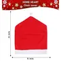 Christmas Vibes Brands 2 Pieces Double Layer Christmas pom pom Chair Covers - Red Velvet Fabrics Santa Claus Hat Chair Back Covers for Xmas Decor(Made in India), 7 image