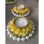 Festive Vibes Pearl & Floral Metal Tea-Light Stand (4), 5 image