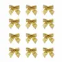 Christmas Vibes Mini Christmas Bow Decorations Small Christmas Tree Topper Glitter Bow Ties Xmas Decorative Bows Ornaments for Home Christmas Party Supplies (Golden)