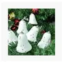 Christmas Vibes White Assorted Christmas Tree Decorations - Star Bell and Snowball - 2.5 Inch Set of 6