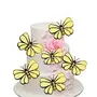 Christmas Vibes 5 Pcs Butterfly Cupcake Toppers Cake Party Cake Decorations Yellow Colour for Birthday Wedding Party Wall Decoration Yellow