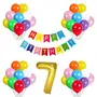 7th Birthday Decoration kit with Happy Birthday Banner 7 Digit and Latex Balloon