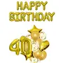 40th Birthday Party Decorations Gold Supplies Big Set With Happy Birthday Balloons Banner and 40 Digit Balloon for Including Latex star heart and Confetti Balloons