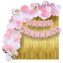 Pink Birthday Banner Party Decorations Kit Gold ConfettiWhite and Pink Balloons ArchGlue Dot and Gold Curtains for Boys Girls Men Women Birthday Party Decoration (pink)