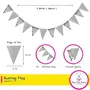 Silver Glitter Triangle Flag Banner String Pennant Flags Hanging Decoration for Wedding Birthday Baby Shower Christmas Halloween Party, 2 image