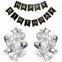 Happy Birthday Banner with Star Heart Confetti and Latex Balloon for Home Decoration