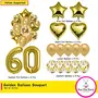 Gold 60th Birthday Party Decorations with Star Foil Confetti and Latex Balloons Heart Foil and 60 No. Foil Pack of 16, 2 image