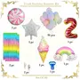 2 Number Ice Cream Balloon Garland Kit 60 Pcs Pastel Balloons Rainbow Ice Cream Curtains ArchGlue Dot Party Balloons Birthday And Ice Cream Theme Party Decorations (2 NUMBER), 2 image