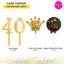 40th Birthday Cake Decorations Gold Supplies Big Set with Black Happy Birthday Cake Topper One Gold Crown Balloon and 40 Digit Cake Topper, 2 image
