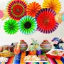 6pcs Origami Wall Decoration Set Red Colorful Round Paper Fans Party Decoration for Birthday Wedding Baby Shower Party Backdrop Decor, 2 image
