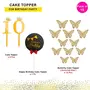 10th Birthday Cake Decorations Gold Supplies Big Set with Black Happy Birthday Cake Topper 12 Butterfly Cake Topper and 10 Digit Cake Topper, 2 image