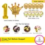 Gold 1 Digit Number foil Balloon with Crown Foil Confetti and Latex Balloon for Birthday Anniversary Balloon Set of 12, 2 image