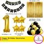 Black Gold 1st Birthday Party Decorations with Birthday Banner Star Latex Balloons Curtains and 1 Digit No. Set of 39 Supplies, 2 image