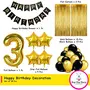 Black Gold 3rd Birthday Party Decorations with Birthday Banner Star Latex Balloons Curtains and 3 Digit No. Set of 39 Supplies, 2 image