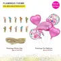 15pcs Flamingo Theme Decoration Set With Round Foil Balloon and Multicolor Photo Clip For Birthday Decor, 2 image