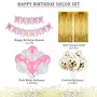 Pink Birthday Banner Party Decorations Kit Gold ConfettiWhite and Pink Balloons ArchGlue Dot and Gold Curtains for Boys Girls Men Women Birthday Party Decoration (pink), 2 image