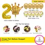 Gold 2 Digit Number foil Balloon with Crown Foil Confetti and Latex Balloon for Birthday Anniversary Balloon Set of 12, 2 image