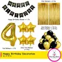 Black Gold 4th Birthday Party Decorations with Birthday Banner Star Latex Balloons Curtains and 4 Digit No. Set of 39 Supplies, 2 image
