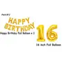 16th Happy Birthday Aluminum Foil Letters Balloons for Party Supplies and Birthday Decorations (Gold), 2 image