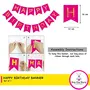 Happy Birthday Banner Bunting Flag with Pink Star Heart Confetti and Latex Balloon Set of 23), 2 image