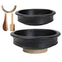 Craftsman Deep Burned Clay Handi/Pot for Cooking and Serving Combo 1 & 2 Liter