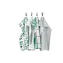 IKEA RINNIG Set of 4 Tea Towels Dish Towel Green White Pack Patterned Design